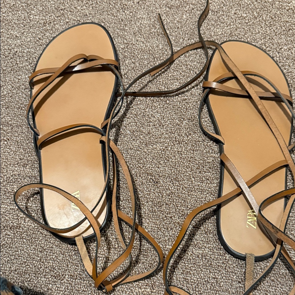 Zara Brown Strappy Sandals for Women